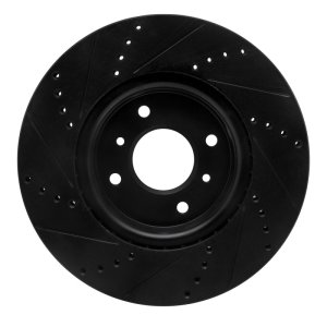 Nissan Sentra Brake Rotor (1) - Front Right - R1 Concepts - Drilled & Slotted - Black - `04-`06